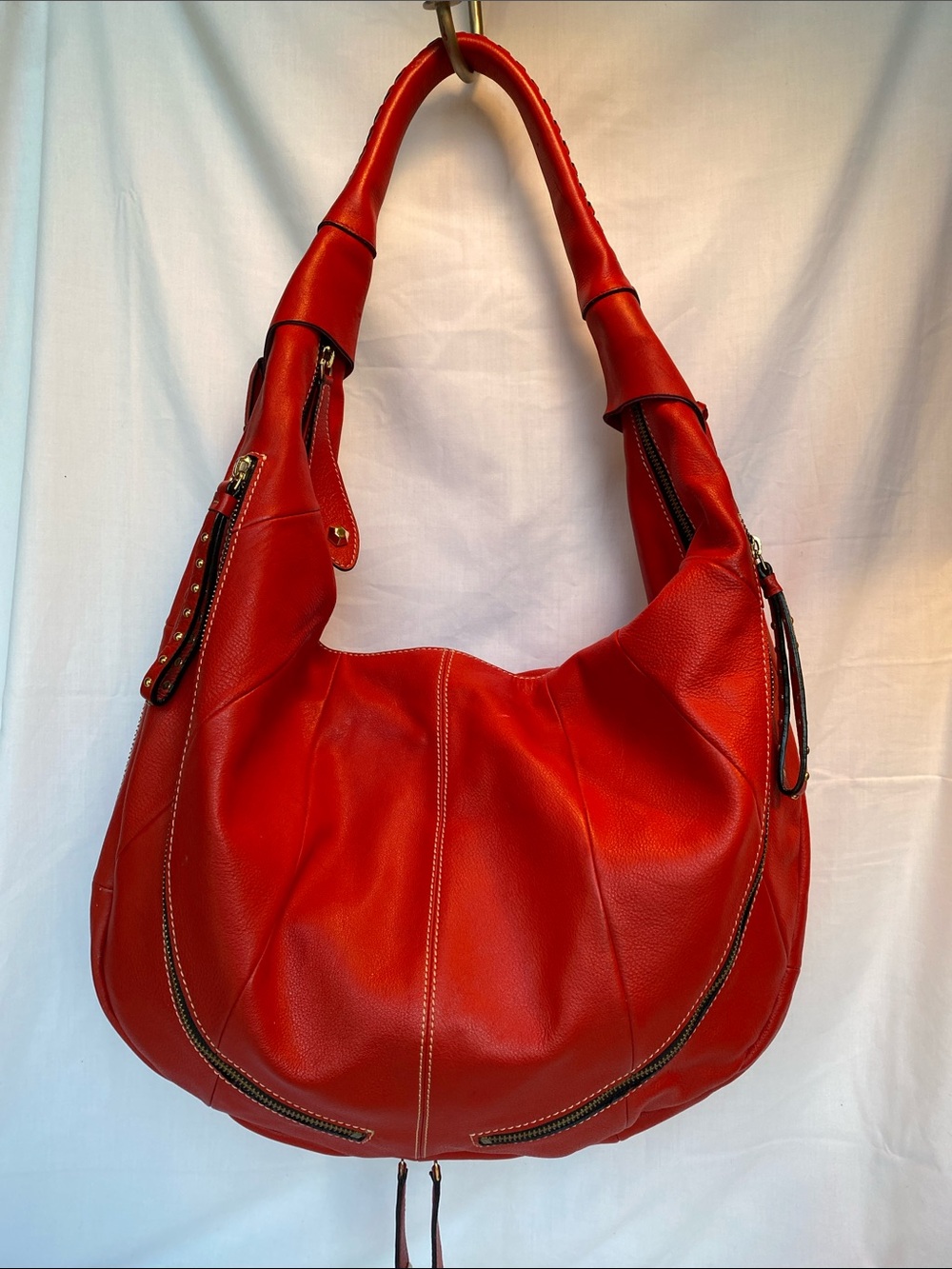 orYANY Red Leather Slouch Hobo Bag